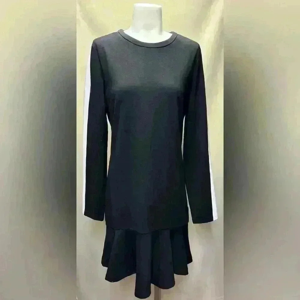 MICHAEL Michael Kors Black & Off White Long Sleeve Color-block Dress Size 10